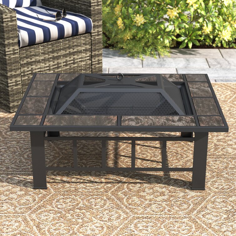 Adlingt 18'' H x 37'' W Steel Wood Burning Outdoor Fire Pit Table